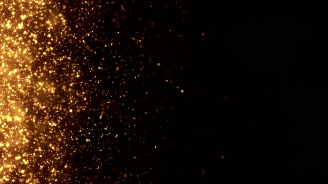 4k Small Gold Particles Horizontal Movement - Background Animation - Loopable