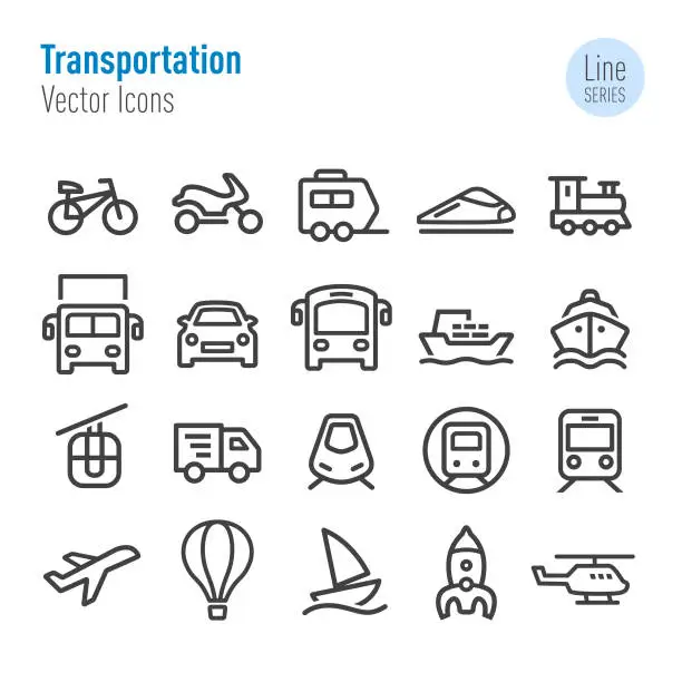 Vector illustration of Transportation Icons - Vector Line Series