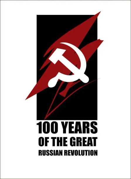 Vector illustration of The Great Russian Revolution. 100 years
