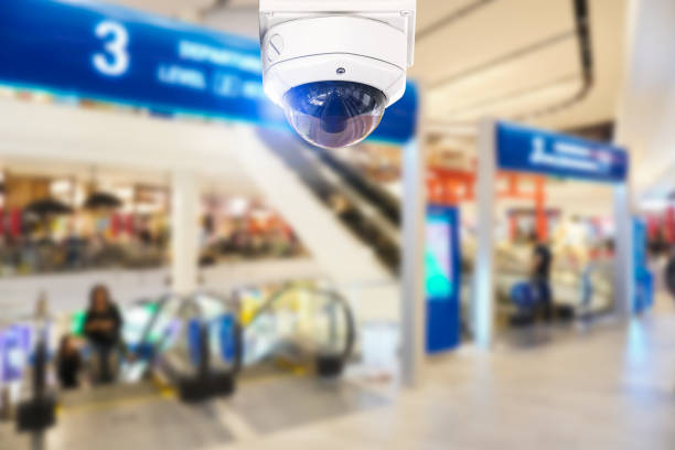 istock CCTV security camera shopping mall on blurry background. 857755780