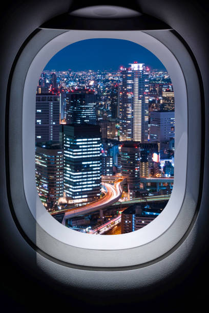 istock Beautiful japan cityscape from aircraft window 857759032