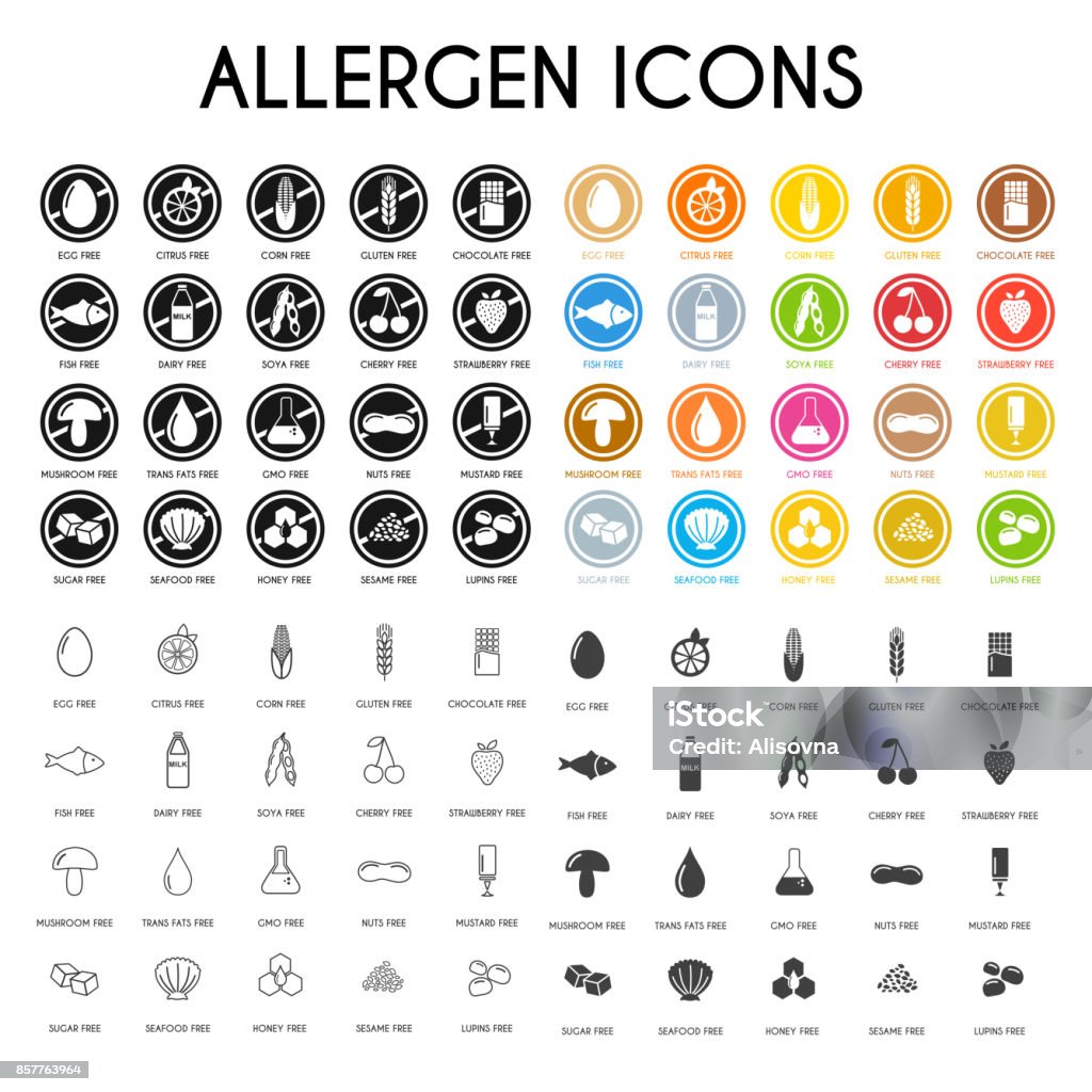 Allergen icons Allergen icons. Vector illustration Allergy stock vector