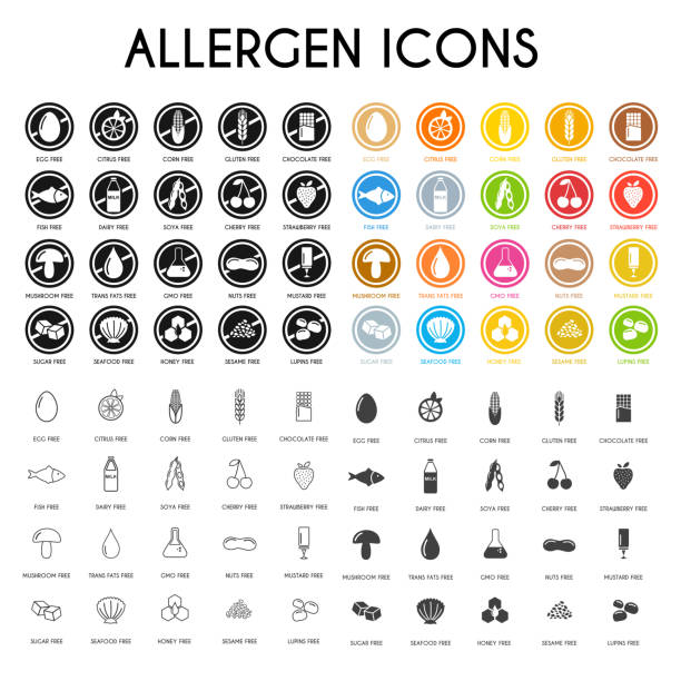 Allergen icons Allergen icons. Vector illustration allergy icon stock illustrations