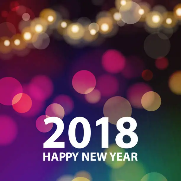 Vector illustration of Happy New Year Sparkle Lights 2018