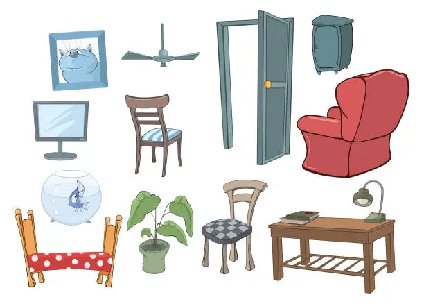 Vector illustration of Set Illustration chairs and armchairs  for  Computer Games