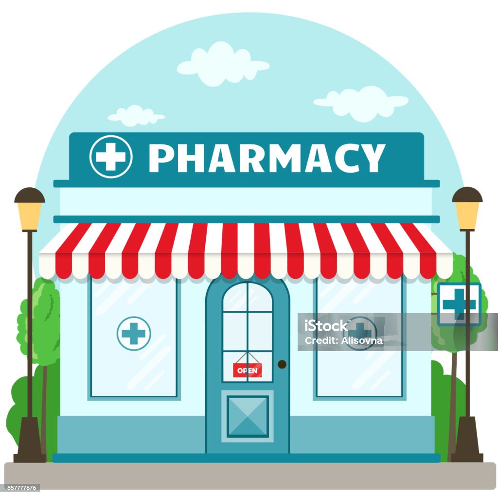 Facade Pharmacy Store With A Signboard Stock Illustration - Download Image  Now - Building Exterior, Pharmacy, Architecture - iStock