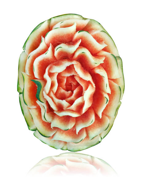 istock watermelon fruit carving in floral shape isolated on white background with clipping path 857778486