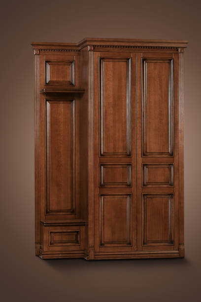 istock Brown wooden Cabinet on the brown background 857781662