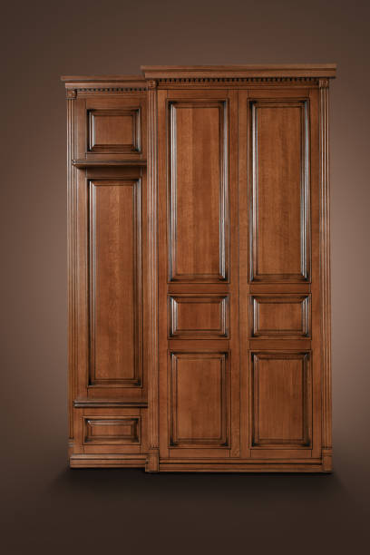 istock Brown wooden Cabinet on the brown background 857781726