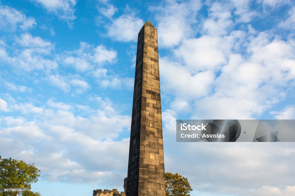 Obelisk on the Old Calton Burial Ground in Edinburgh, Scotland Architecture Stock Photo