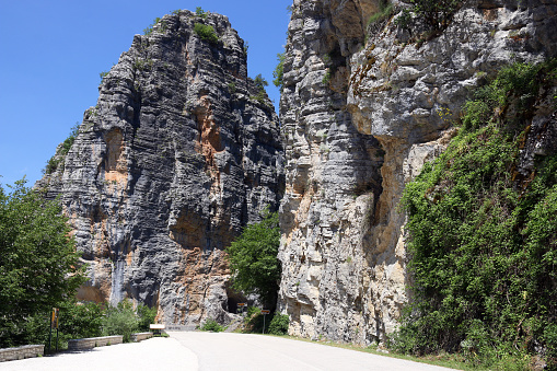 Mountain road to Kokkori bridge Zagoria Greece