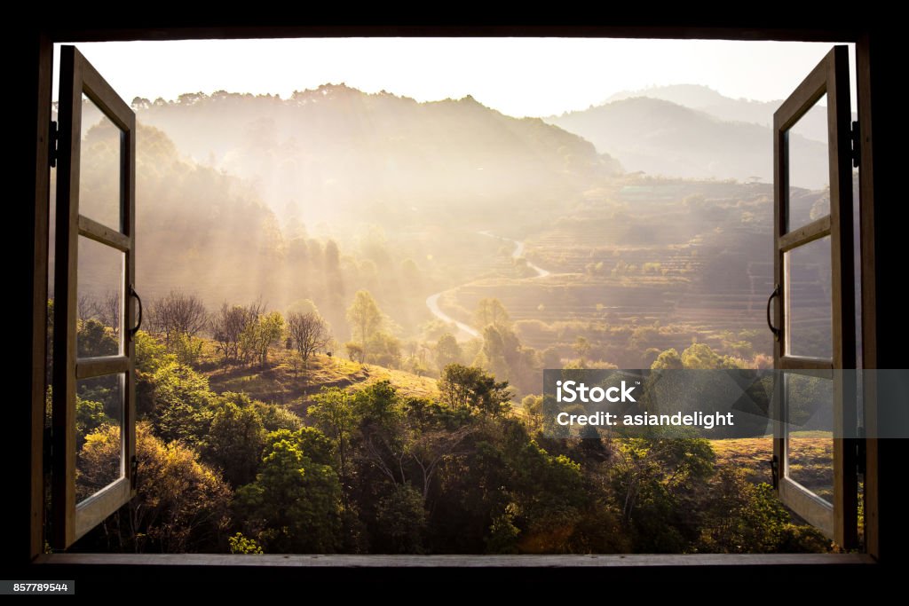 Landscape Nature View Background View From Window At A Wonderful Landscape  Nature View With Rice Terraces And Space For Your Text In Chiangmai  Thailand Indochina Stock Photo - Download Image Now - iStock