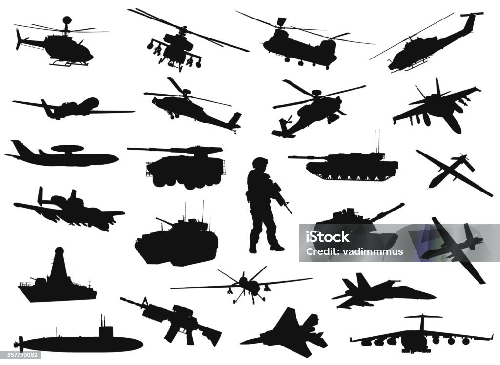 Military silhouettes Vector military silhouettes collection. EPS 8 Military stock vector