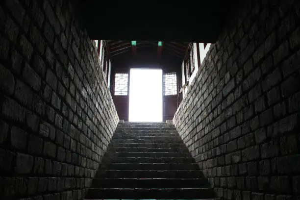 Photo of a Tunnel of Nanjing Old City Wall . Nanjing, China. 16th, April, 2009