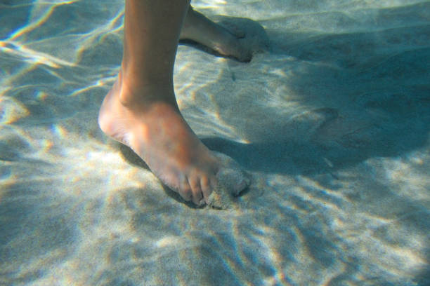 istock Woman Feet Walking Under The Sea 857795300