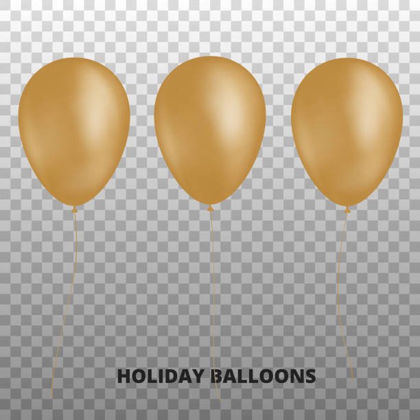 ilustrações, clipart, desenhos animados e ícones de balões de ouro metálicos. realistas balões ouro metálicos isolados em fundo transparente. - birthday card birthday new years eve balloon