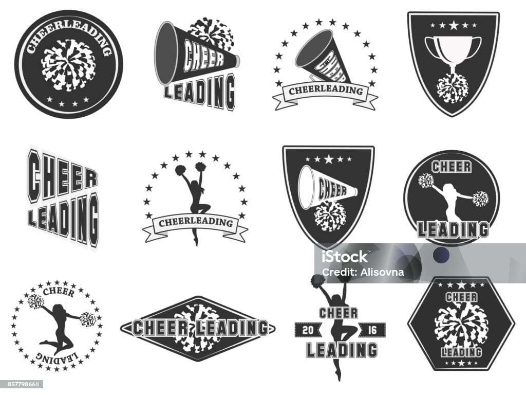 Set of labels, logos for cheerleading Set of labels, logos for cheerleading. Vector illustration Cheerleader stock vector