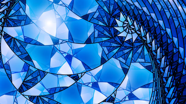 niebieska świecąca spirala witrażowa - stained glass glass window church zdjęcia i obrazy z banku zdjęć