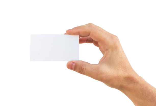 istock Male hand holding white business card 857809946