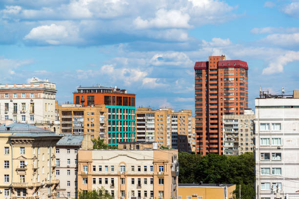 Top view of Meshchansky district of Moscow, Russia stock photo