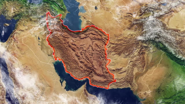 Map of Iran and borders, physical map Middle East, Arabian peninsula, map with reliefs and mountains