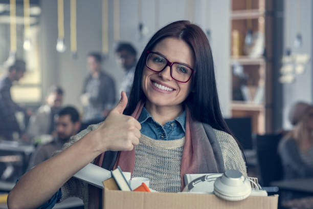 istock Young woman has a new job 857824876