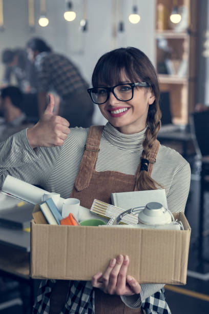 istock Young woman has a new job 857824978