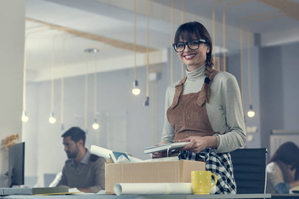 istock Young woman has a new job 857825206