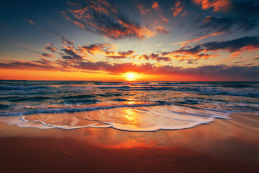 Beautiful cloudscape over the sea, sunrise shot