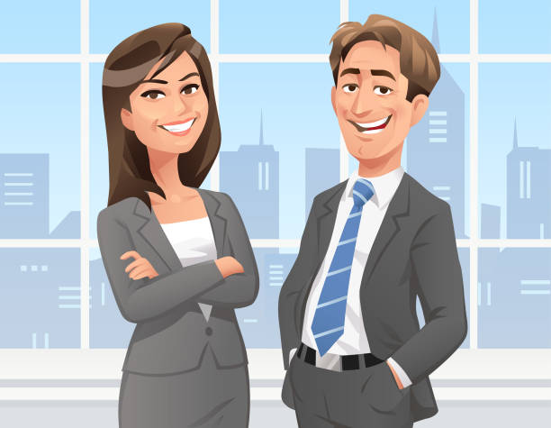 기업 들 - success cooperation two people confidence stock illustrations