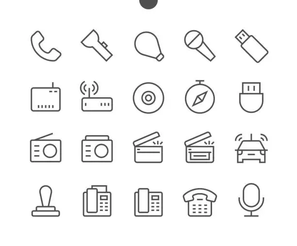 Vector illustration of Devices UI Pixel Perfect Well-crafted Vector Thin Line Icons 48x48 Ready for 24x24 Grid for Web Graphics and Apps with Editable Stroke. Simple Minimal Pictogram