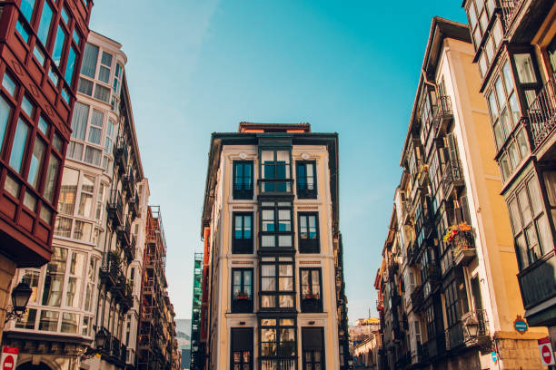 Buildings in the Old Town of  Bilbao, Spain.