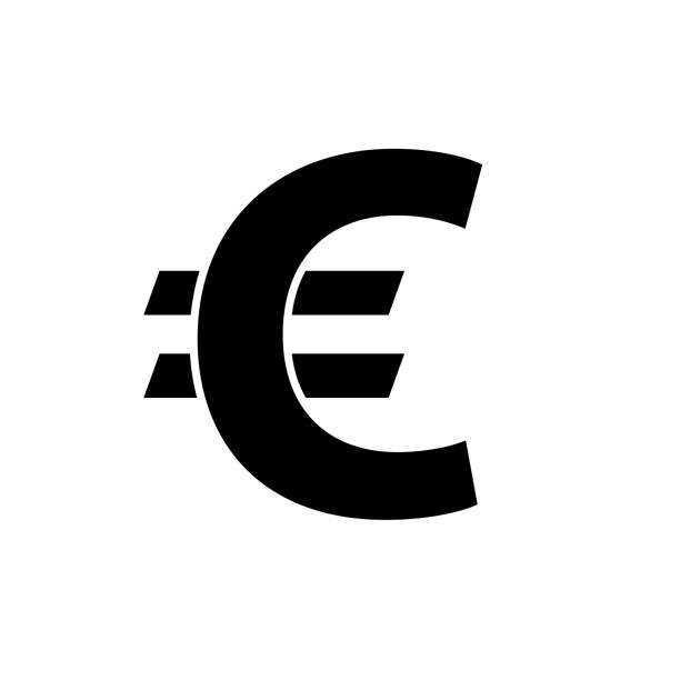 значок евро. черный, минималистский значок изолирован на белом фоне. - bank symbol computer icon european union euro note stock illustrations