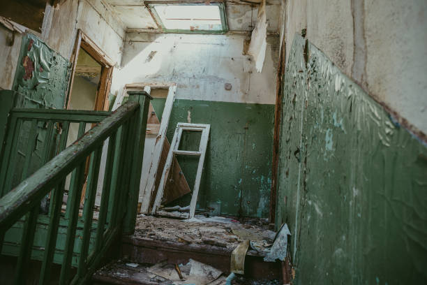 istock Ruined house building inside after disaster, war, earthquake, Hurricane 857840638