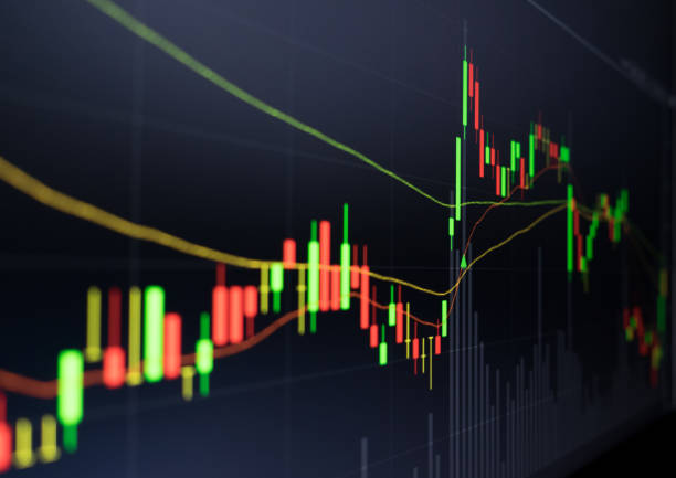 istock candlestick graph focus gap on graph,Business and financial concept 857841614