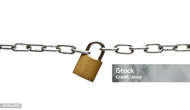 The Lock Connects The Chain Stock Photo - Download Image Now - Padlock, Chain - Object, Lock