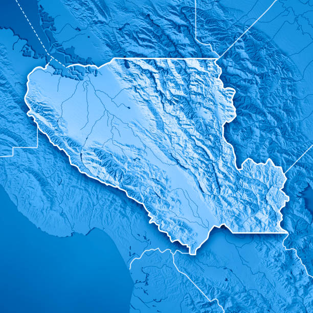 istock Santa Clara County California USA 3D Render Topographic Map Blue Border 857850704