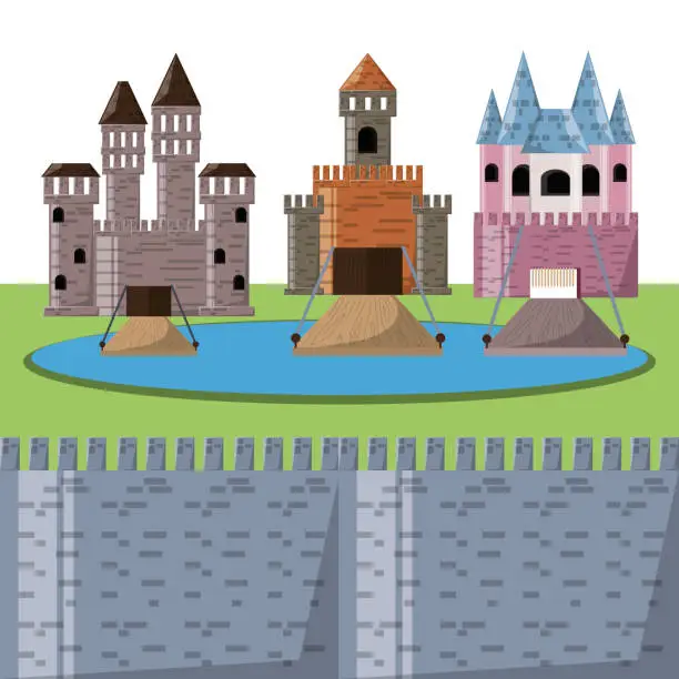 Vector illustration of Castle with tower design