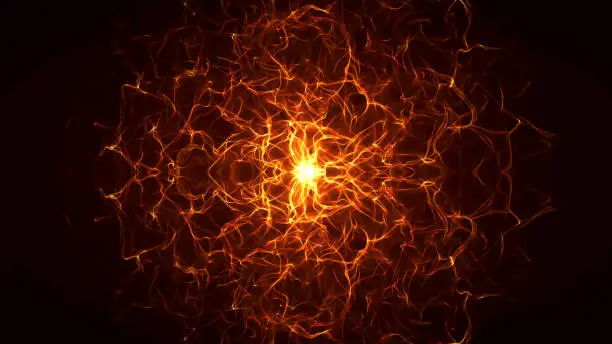 Photo of Inferno fire ball. Abstract burning sphere with glowing flames