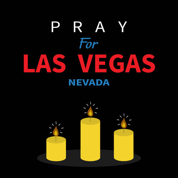 istock Three burning candles. Pray for Las Vegas Nevada text. Tribute to victims of terrorism attack mass shooting in LV October 1, 2017. Helping support concept. Flat design. Black background. 857852950