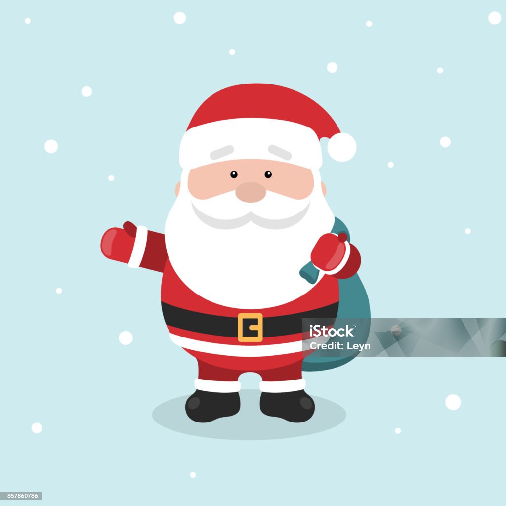 Cartoon Santa Claus for Your Christmas and New Year greeting Design or Animation. Cartoon Santa Claus for Your Christmas and New Year greeting Design or Animation. Cartoon holiday character. Santa Claus stand and holding his gift bag. Cute Santa Claus vector illustration. Santa Claus stock vector