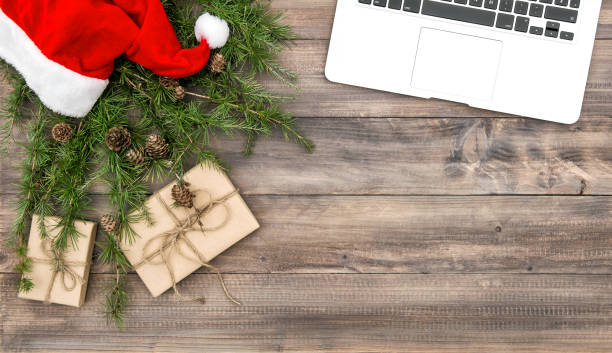 istock Office desk Christmas decoration gifts 857870232