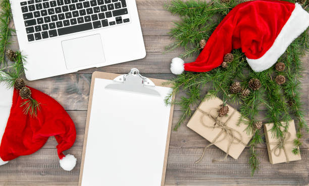 istock Office working place Christmas decoration wrapped gifts 857870254
