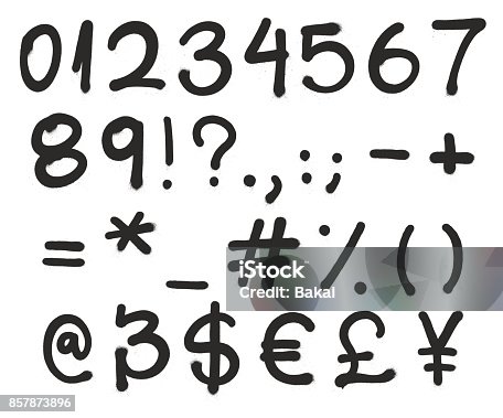 istock Spray Paint Graffiti Vector Font Numbers & Symbols 857873896