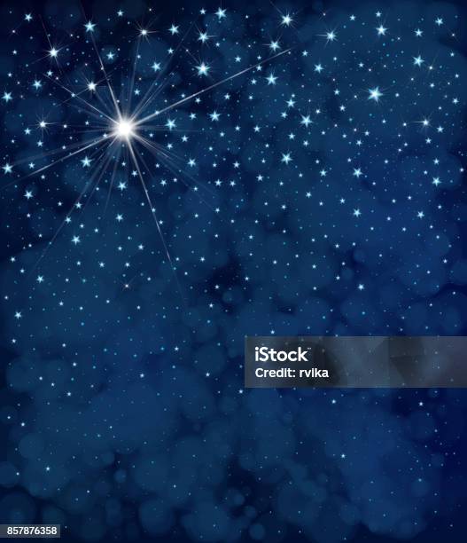 Vector Starry Night Sky Background Stock Illustration - Download Image Now - Star - Space, Night, Sky