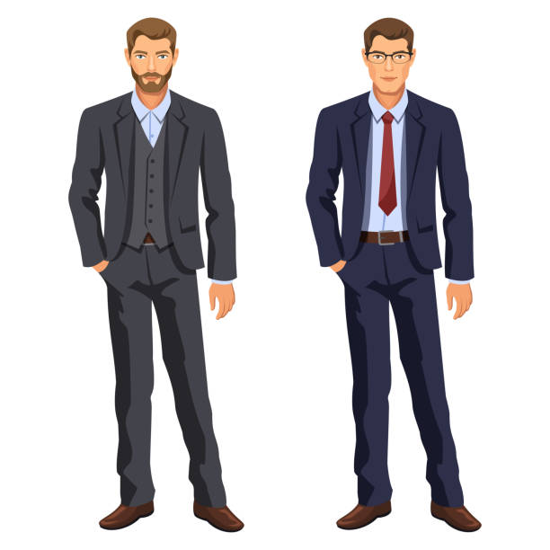 Two Men Man In Business Suit Elegant Young Cartoon Businessman Guy In  Costume Stock Vector Stock Illustration - Download Image Now - iStock