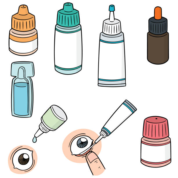 stockillustraties, clipart, cartoons en iconen met oog geneeskunde - zalf tekening