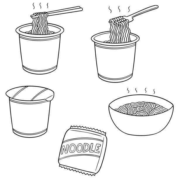 noodle vector set of noodle instant noodle package stock illustrations