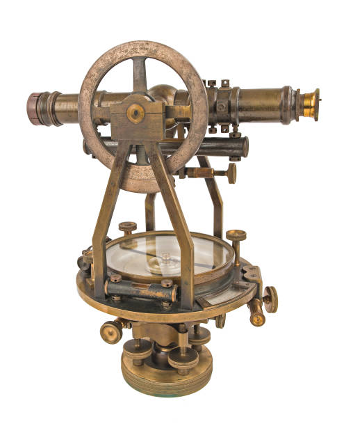 istock Vintage Surveyor's Level (Transit, Theodolite) with Compass isolated on White. 857888074