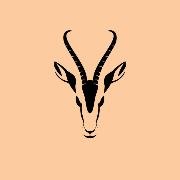illustrations, cliparts, dessins animés et icônes de vector signe abstrait tête de gazelle africaine - antilope